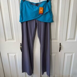 Lucy Heart Center Flare Yoga Pants Layered Blue Grey Womens Size Medium